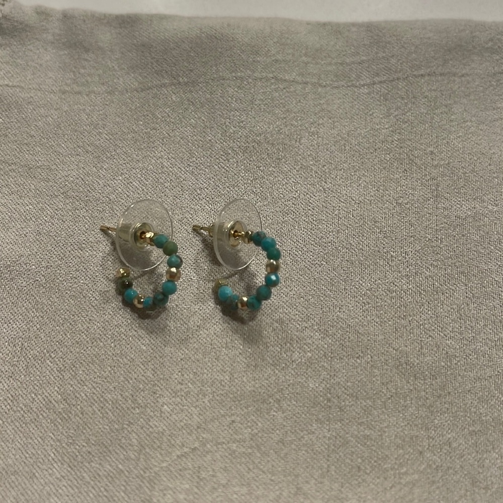 Kendra Scott Turquoise Beaded Huggies